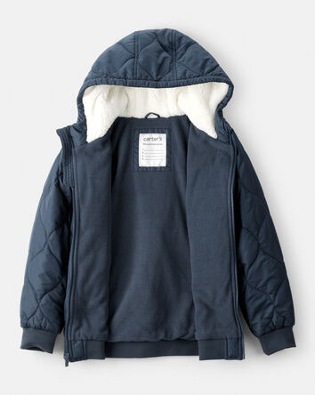 Garçons - Blouson de style aviateur matelassé à manches longues d’épaisseur moyenne – Marine, 