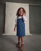 Toddler Girl 2-Piece Leopard Long-Sleeve Overall Set - Dark Wash, image 6 of 7 slides