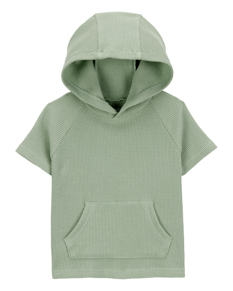 Toddler Waffle Knit Hooded Pullover - Olive, image 1 of 3 slides