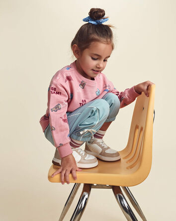 Toddler Girl School Spirit French Terry Pullover Sweatshirt - Pink, 