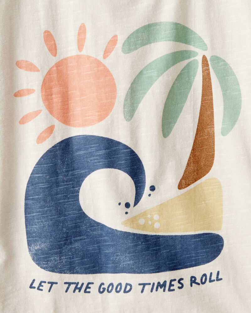 Enfant en bas âge T-shirt en coton biologique à imprimé plage, image 3 sur 4 diapositives