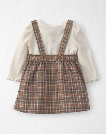 B&eacute;b&eacute; fille - Ensemble 2 pi&egrave;ces chasuble en coton biologique &agrave; carreaux, 