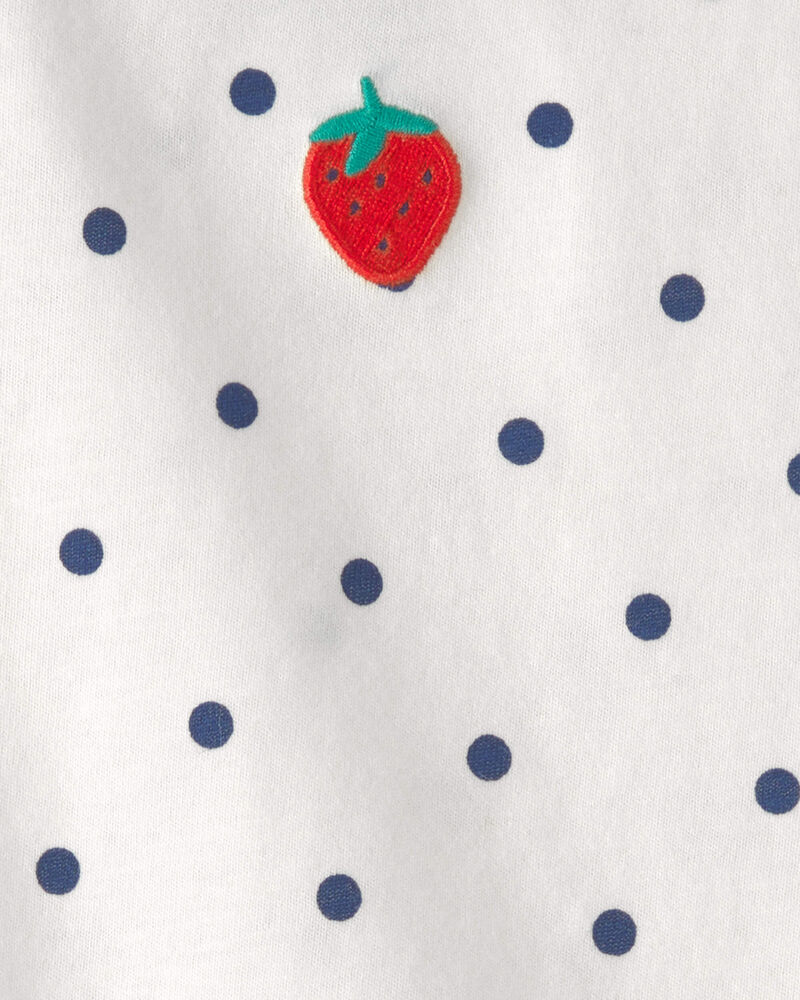 Baby Girl Strawberry Polka Dot Top - White, image 3 of 4 slides