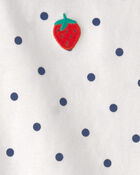Baby Girl Strawberry Polka Dot Top - White, image 3 of 4 slides