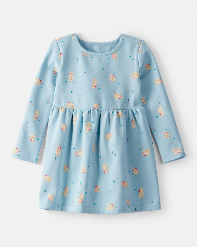 Toddler Girl DayDream Fleece Polar Bear Knit Dress - Blue, image 1 of 4 slides