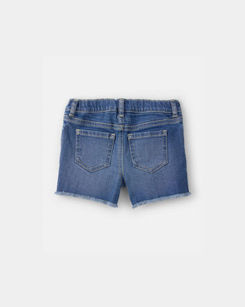 Tout-petit fille - Short en denim brod&eacute;, marguerites - D&eacute;lav&eacute; fonc&eacute;, 