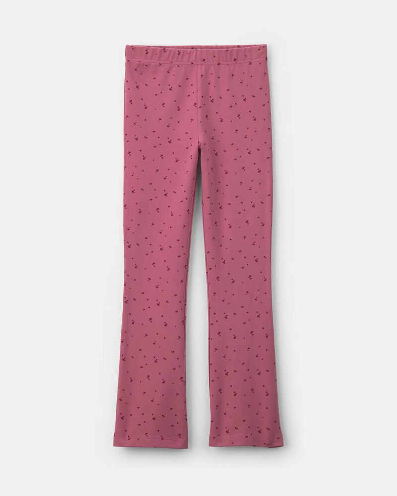 Girls Heart Cotton Pull-On Stretch Flare Leggings - Pink, image 1 of 4 slides