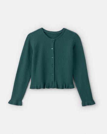 Girls Cardigan Sweater - Green, 
