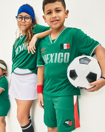 Kids 2-Piece Umbro Mexico Soccer Jersey & Short Set - Green/White/Red, 