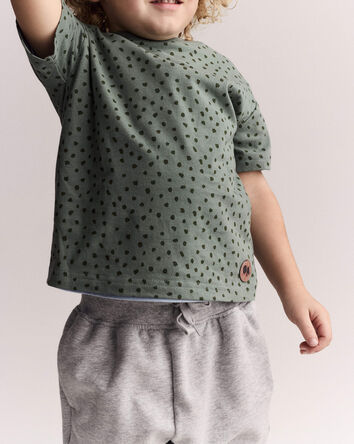 Toddler Relaxed Tee in Dot Print - Olive, 