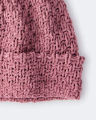 Toddler Girl Pom Pom Beanie - Burgundy, image 2 of 4 slides