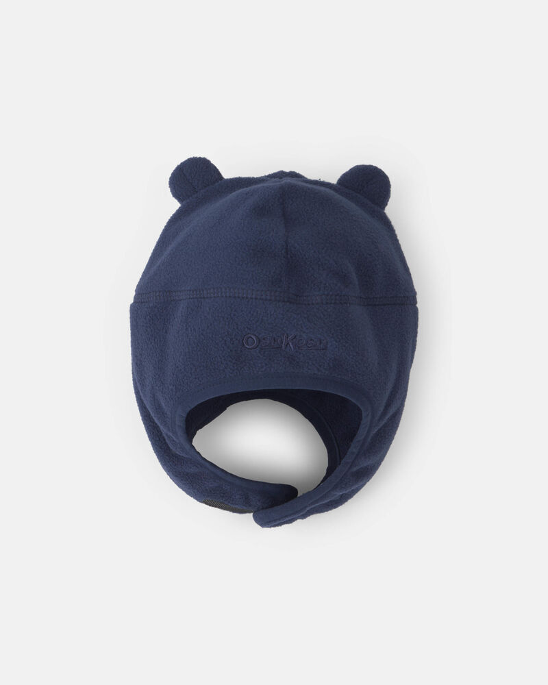 Baby Boy Fleece Hat With Chinstrap- Navy, image 2 of 2 slides