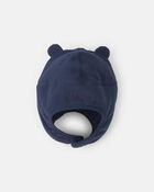 Baby Boy Fleece Hat With Chinstrap- Navy, image 2 of 2 slides