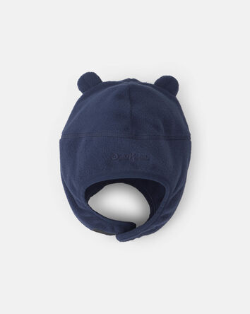 Baby Boy Fleece Hat With Chinstrap- Navy, 