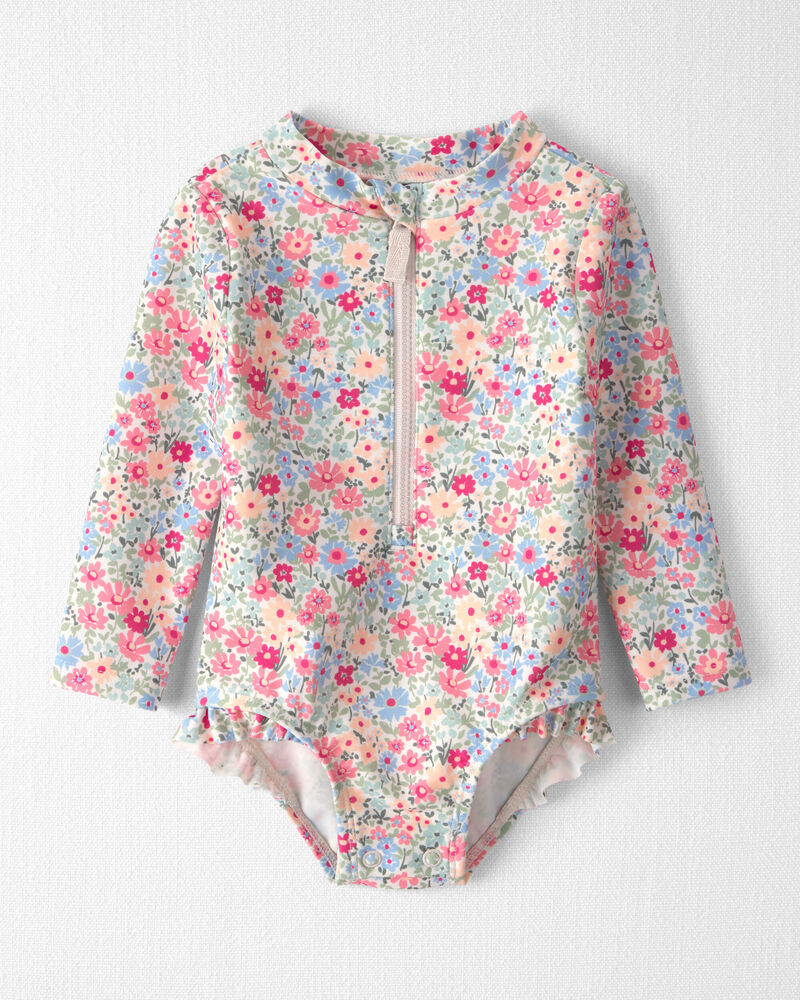 B&eacute;b&eacute; fille - Maillot &agrave; volants en mat&eacute;riaux recycl&eacute;s &agrave; imprim&eacute; de prairie, image 1 sur 4 diapositives