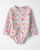 B&eacute;b&eacute; fille - Maillot &agrave; volants en mat&eacute;riaux recycl&eacute;s &agrave; imprim&eacute; de prairie, image 1 sur 4 diapositives