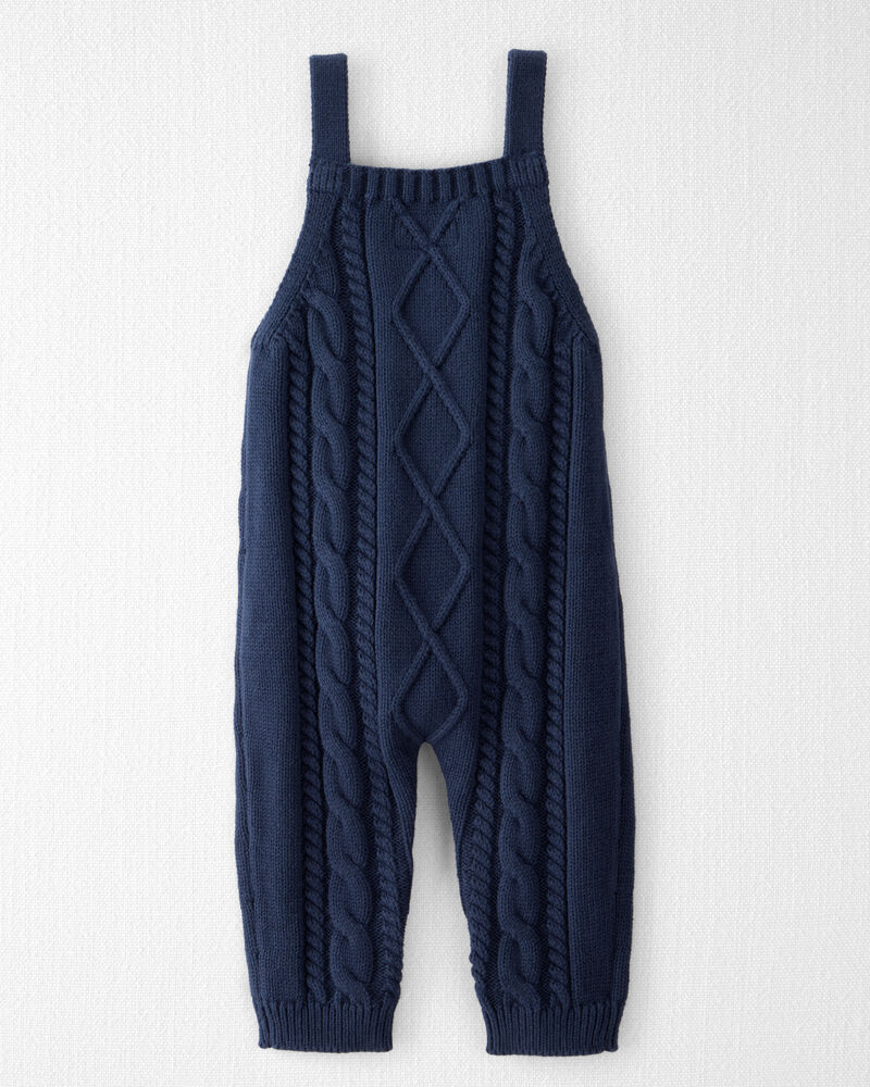 Baby Organic Cotton Cable Knit Overalls, image 2 of 5 slides