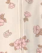 Baby Girl 2-Pack Floral Striped 100% Cotton 2-Way Zip Sleepers - Pink, image 3 of 5 slides