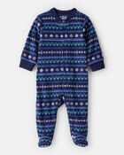 Baby Boy Fair Isle Fleece Long-Sleeve Loose Fit Sleeper, image 1 of 4 slides