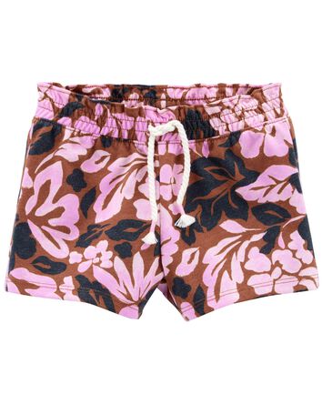 Tropical Floral Print Pull-On Jersey Shorts, 