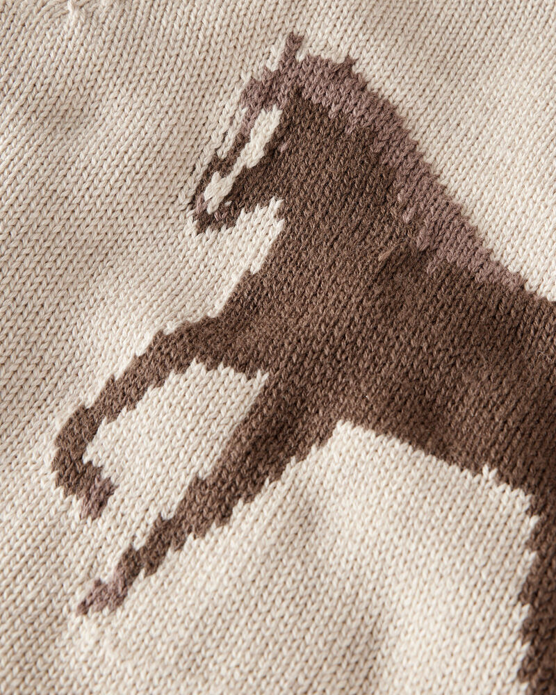 Toddler Organic Cotton Horse Sweater Knit Pullover, image 2 of 4 slides