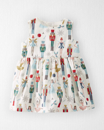 Baby Girl Organic Cotton Dress in Nutcracker Print, 