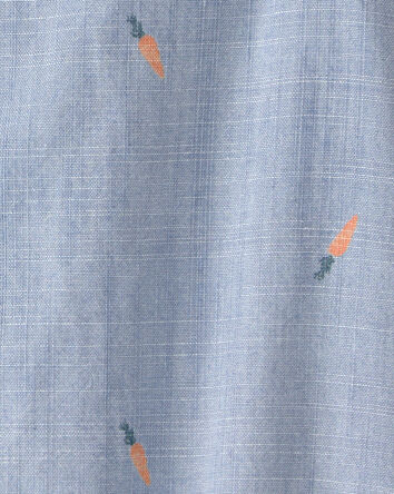 Baby Boy Easter Carrot Chambray Short-Sleeve Button-Down Bodysuit - Light Wash, 
