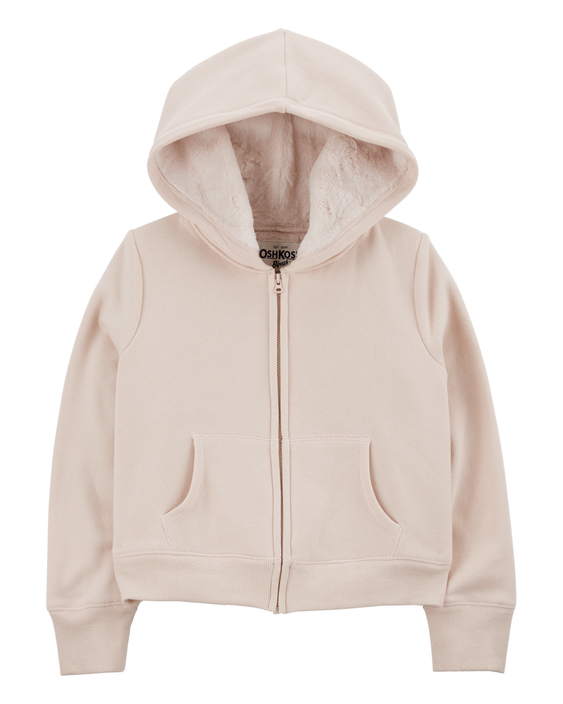 Kid Fleece-Lined Zip-Up Jacket - Tan, image 1 of 4 slides