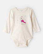 Baby Girl Dog Long-Sleeve Graphic Bodysuit - Cream, image 1 of 3 slides