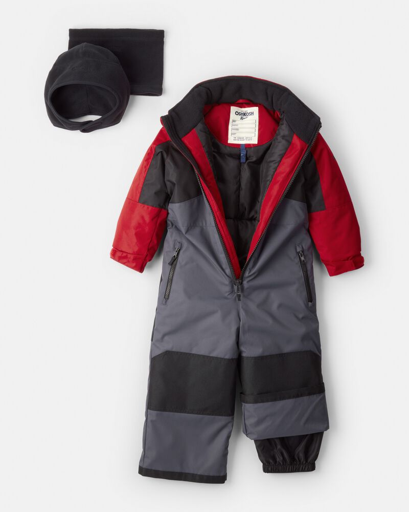 Toddler Boy 1-Piece Taslan Snowsuit - Red, image 3 of 5 slides