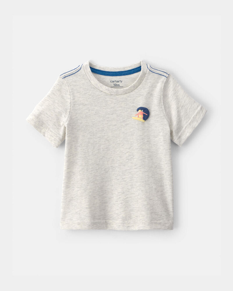 B&eacute;b&eacute; gar&ccedil;on - T-shirt &agrave; imprim&eacute; de surfeur - Gris, image 1 sur 3 diapositives