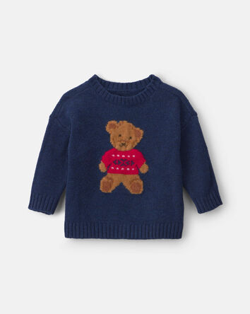 Baby Boy Bear Sweater - Navy Blue, 