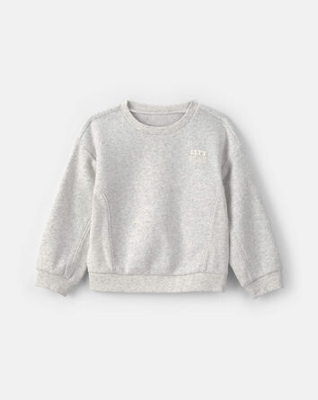 Toddler Girl 'Let's Play' Fleece Pullover Sweatshirt - Grey, 