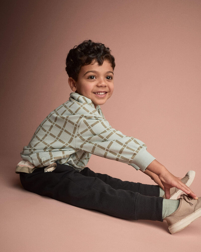 Toddler Otter Sweatshirt&trade; with Pockets in Checkered Print - Light Blue, image 5 of 6 slides