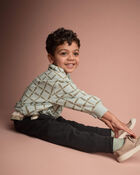 Toddler Otter Sweatshirt&trade; with Pockets in Checkered Print - Light Blue, image 5 of 6 slides