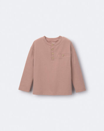 Toddler Boy Long Sleeve Henley - Mocha Brown, 