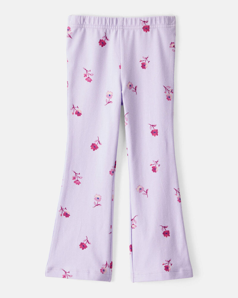 Toddler Girl Floral Cotton Flare Pull-On Stretch Leggings - Purple, image 2 of 6 slides
