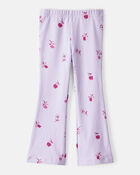 Toddler Girl Floral Cotton Flare Pull-On Stretch Leggings - Purple, image 2 of 6 slides