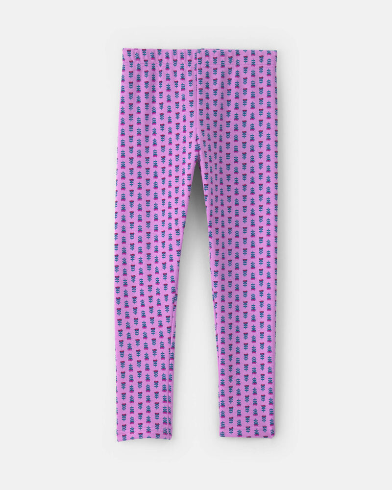 Filles - Legging extensible en molleton &agrave; motif floral &ndash; Mauve, image 2 sur 4 diapositives