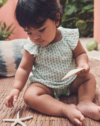 Baby Girl 2-Piece Organic Cotton Gauze Top & Short Set in Floral, 