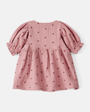 Bébé fille - Ensemble robe 2 pièces à manches courtes avec imprimé de gland - Rose, 