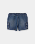 Baby Boy Denim Drawstring Cargo Shorts - Dark Wash, image 2 of 5 slides