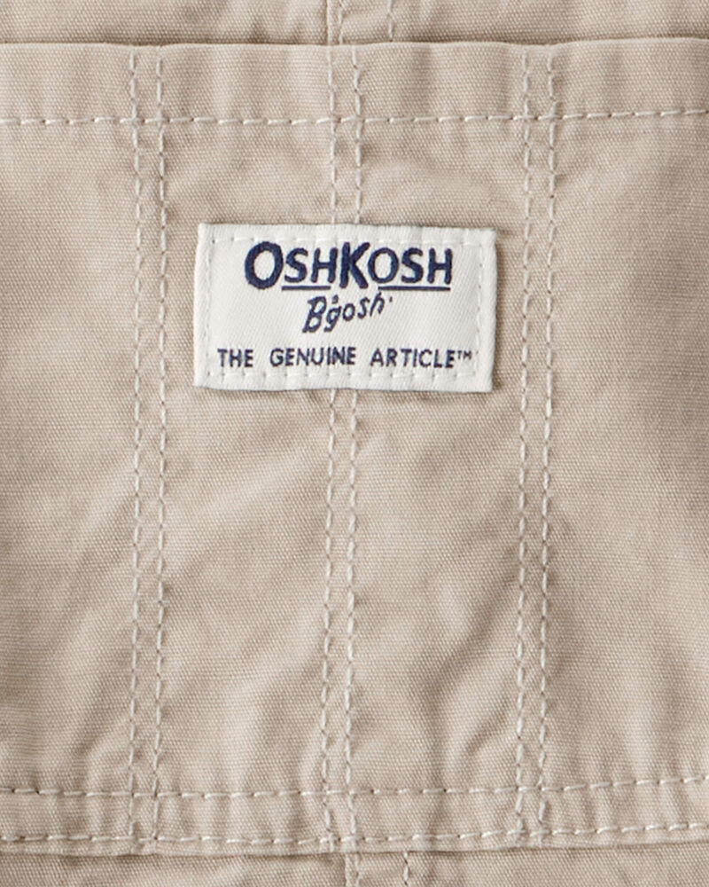 Toddler Girl Lightweight Canvas Overalls - Khaki, image 3 of 4 slides