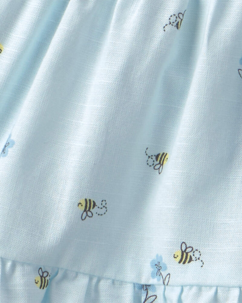 Toddler Girl 2-Piece  French Terry Top & Bee Skirt Set - Blue, image 4 of 5 slides