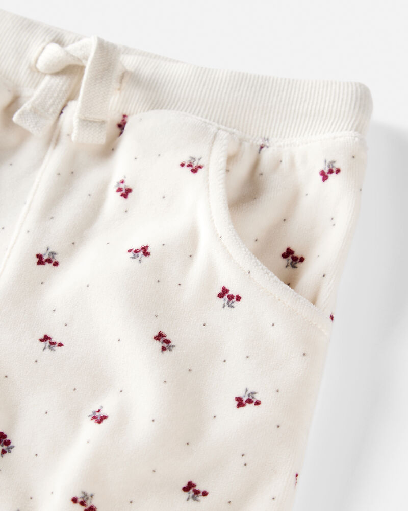 Toddler Girl 2-Piece Organic Cotton Velour Set in Wild Rose Print, image 3 of 5 slides