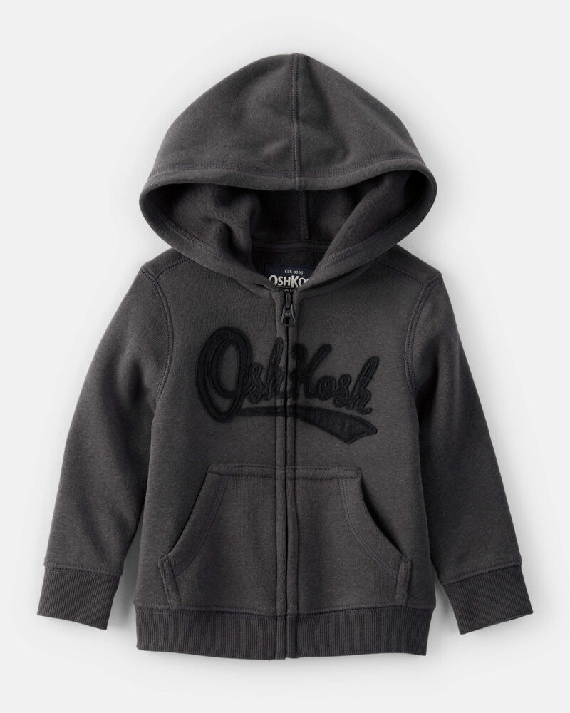 Baby Boy OshKosh Fleece Logo Zip Hoodie - Black, image 1 of 4 slides