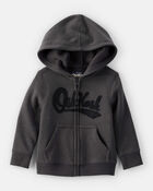 Baby Boy OshKosh Fleece Logo Zip Hoodie - Black, image 1 of 4 slides