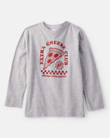 Garçons - T-shirt graphique à manches longues Pizza - Gris, 
