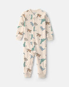 Baby Boy 1-Piece Dino 2-Way Zip DreamPlush Snug Fit Pyjama - Cream, image 1 of 5 slides