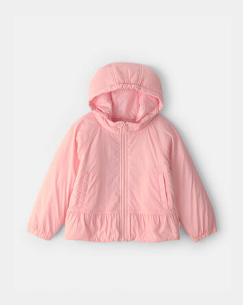 Girls Girl Mid Weight Pink Peplum Jacket- Pink, 
